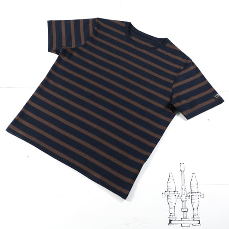 HOFI-028 インド超長綿 ＲＳボーダーＴシャツ：ネイビー / エボニー