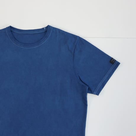 HOFI-021-JB [ 本藍染 ] オーガニック超長綿 タック襟Ｔシャツ：青