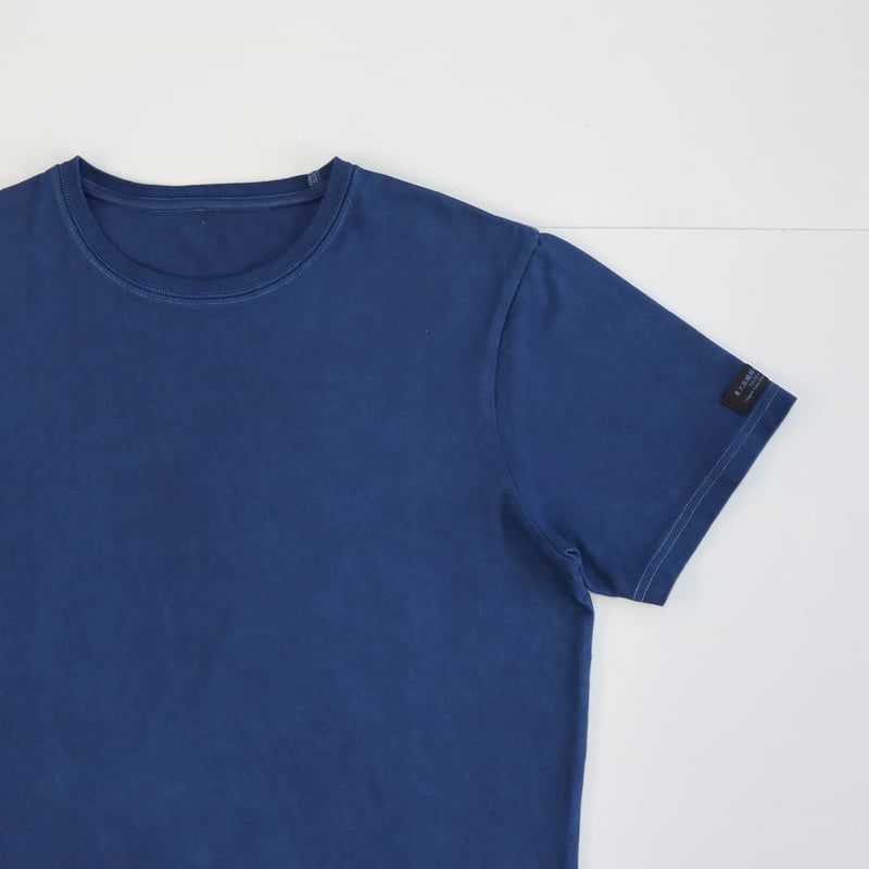 HOFI-021-JB [ 本藍染 ] オーガニック超長綿 タック襟Tシャツ：群青