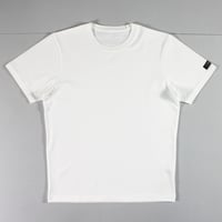 HOFI-021R-emb オーガニック超長綿 タック襟Ｔシャツ：ホワイト （撚糸機 ホワイト刺繍）