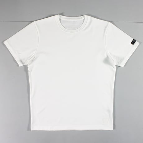 HOFI-021R-emb オーガニック超長綿 タック襟Ｔシャツ：ホワイト （撚糸機 ホワイト刺繍）