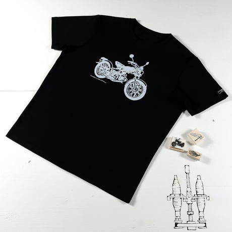 HOFI-028 ケシゴムハンコＴシャツ：ビンテージバイク