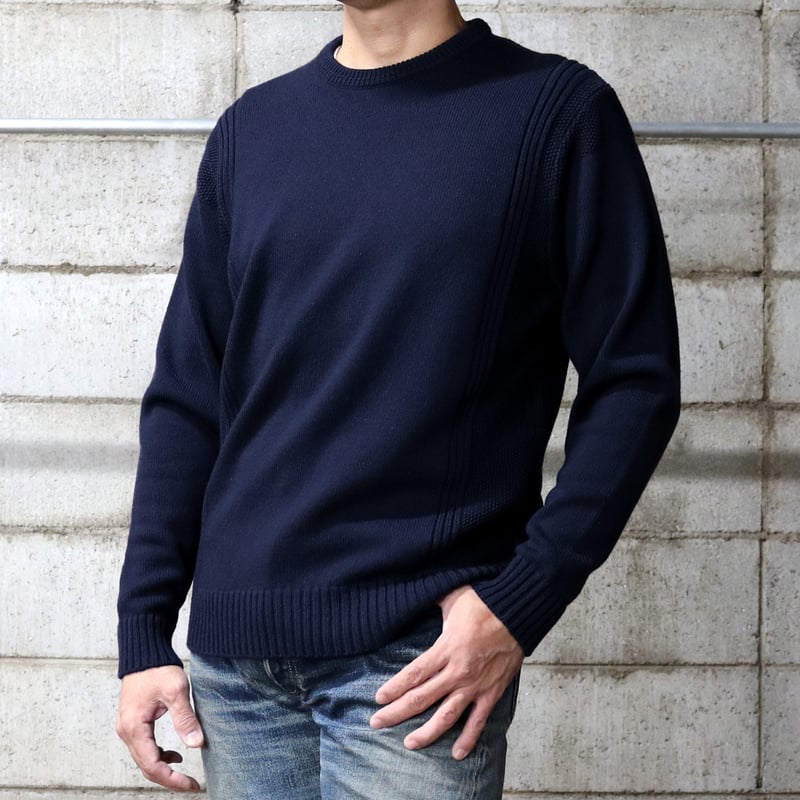 HOFI-038 コットンウールセーター：ネイビー | 東大阪繊維研究所 works