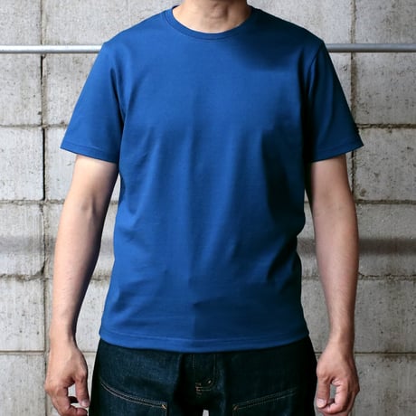 HOFI-021R オーガニック超長綿 タック襟Ｔシャツ：撚り杢ブルー