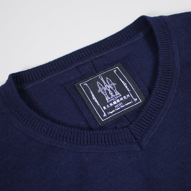 HOFI-046 18.5μmウール Vネックセーター：ネイビー | 東大阪繊維研究所