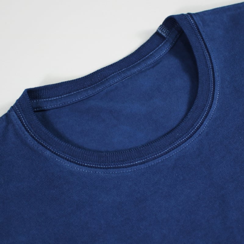 HOFI-023R-JB [ 本藍染 ] オーガニック超長綿 タック襟長袖Tシャツ