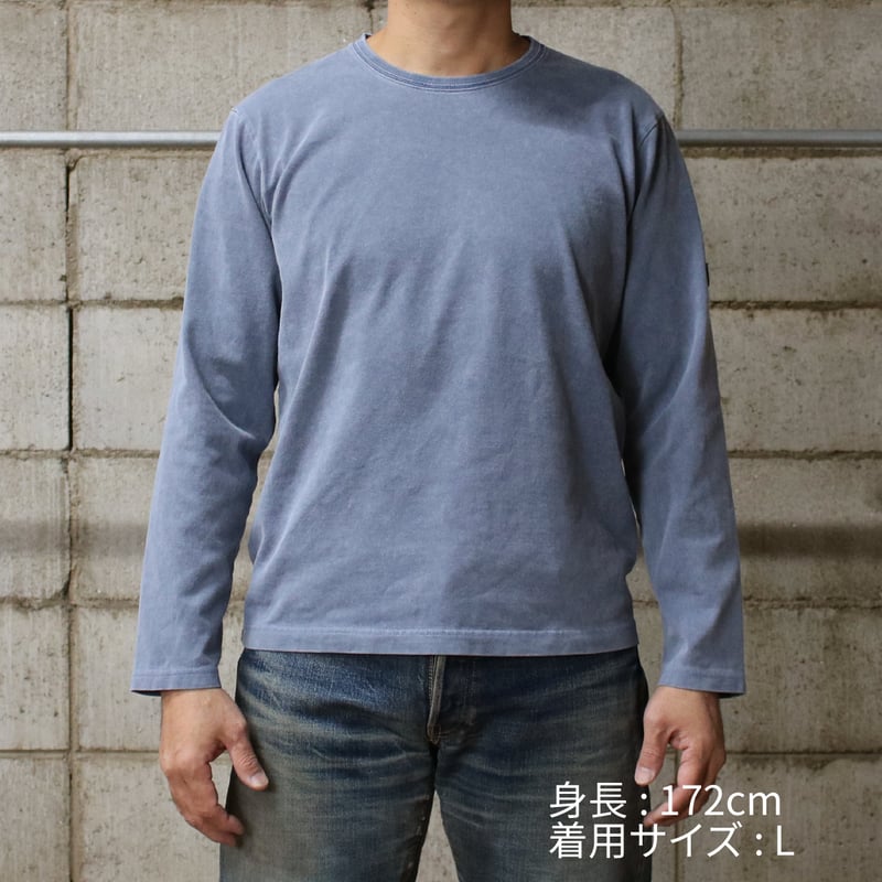 HOFI-023R-SW オーガニック超長綿 タック襟長袖Tシャツ ストーン