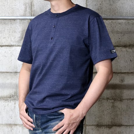 HOFI-031 ペルー超長綿 ヘンリーネックＴシャツ：インクブルー