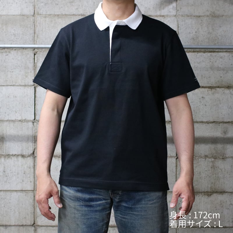 HOFI-040 スーピマ超長綿 ラガーシャツ：ボーダー（シルバー／ネイビー