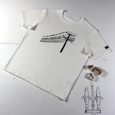 HOFI-028 ケシゴムハンコＴシャツ：電信柱に小鳥