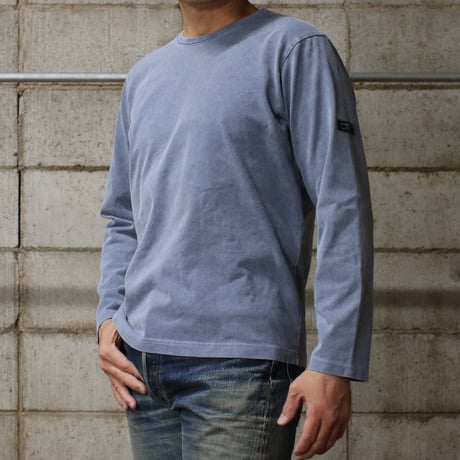 HOFI-023R-SW オーガニック超長綿 タック襟長袖Ｔシャツ ストーンウォッシュ加工：スレート