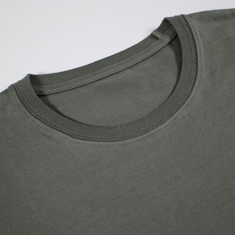 HOFI-021R オーガニック超長綿 タック襟Ｔシャツ：モスグリーン