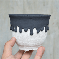 left botanical 白黒垂れ　植木鉢 植物鉢] left botanical 白黒垂れ Sサイズ | A-PLANTS|塊根植物販売