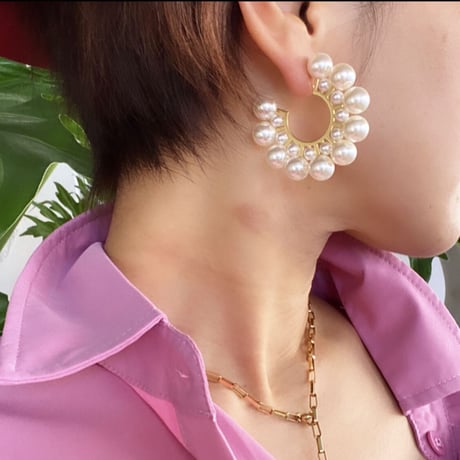 ビッグパールフープピアス