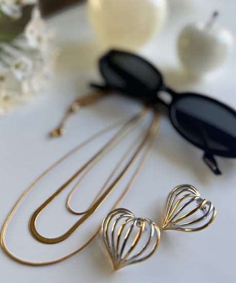 バイカラー立体ハートピアス❤︎