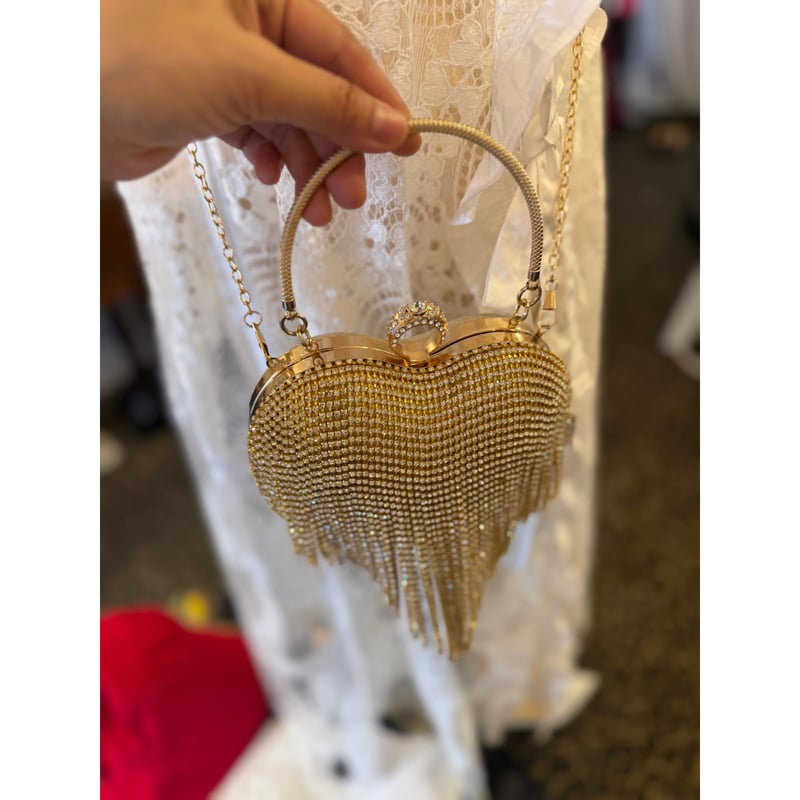 ラインストーンハートクラッチ、ショルダーバッグ | mamaguitar