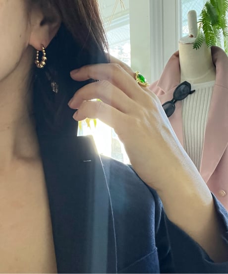 グラデーションボールフープピアス