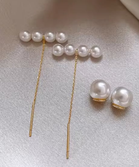 チェーンパールピアス