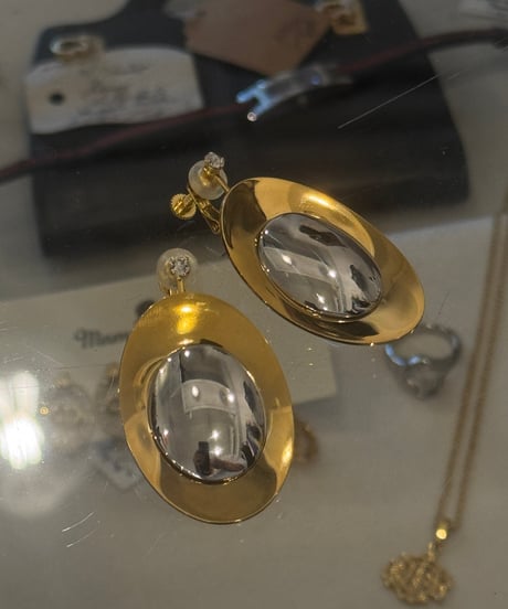オーバルバイカラーピアス&イヤリング