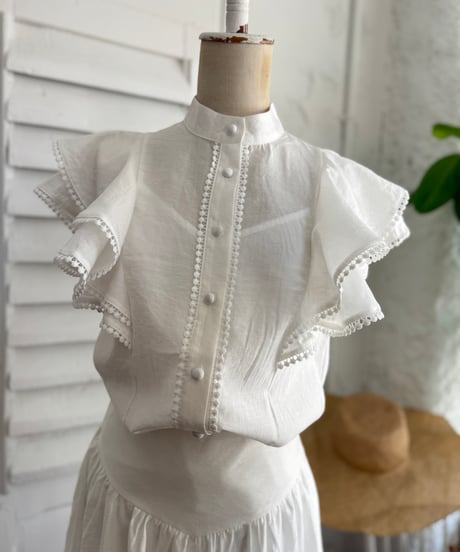 エレガントフリルブラウス　3colors