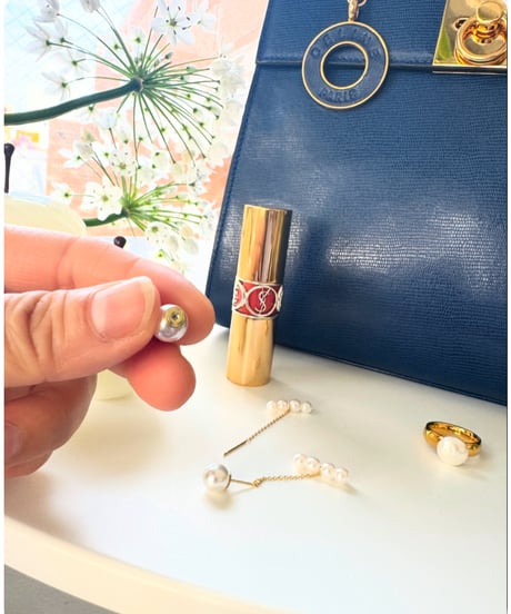 チェーンパールピアス