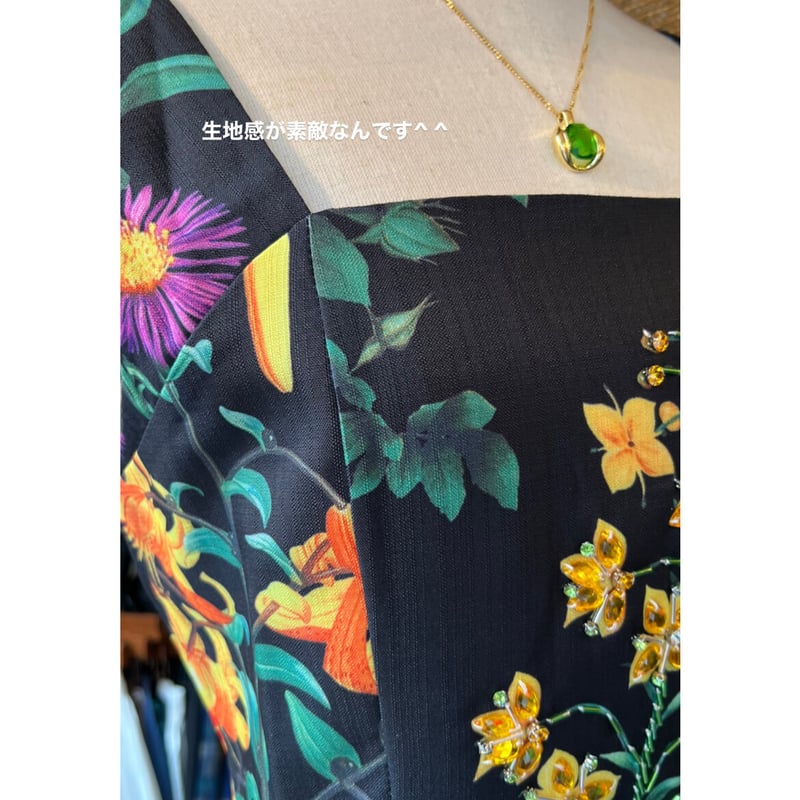 ビーズ刺繍フラワーワンピース♡ブラック | mamaguitar ビーズ刺繍フラワーワンピース♡ブラック | mamaguitar