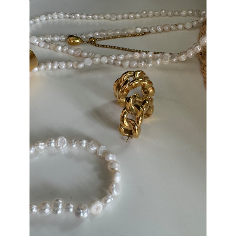 マニッシュチェーンフープピアス♡ゴールド | mamaguitar マニッシュチェーンフープピアス♡ゴールド | mamaguitar