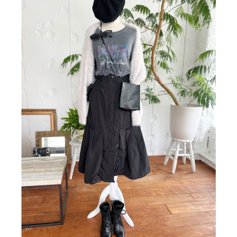 シャカナイロンスカート♡バルーン ブラックandグリーン