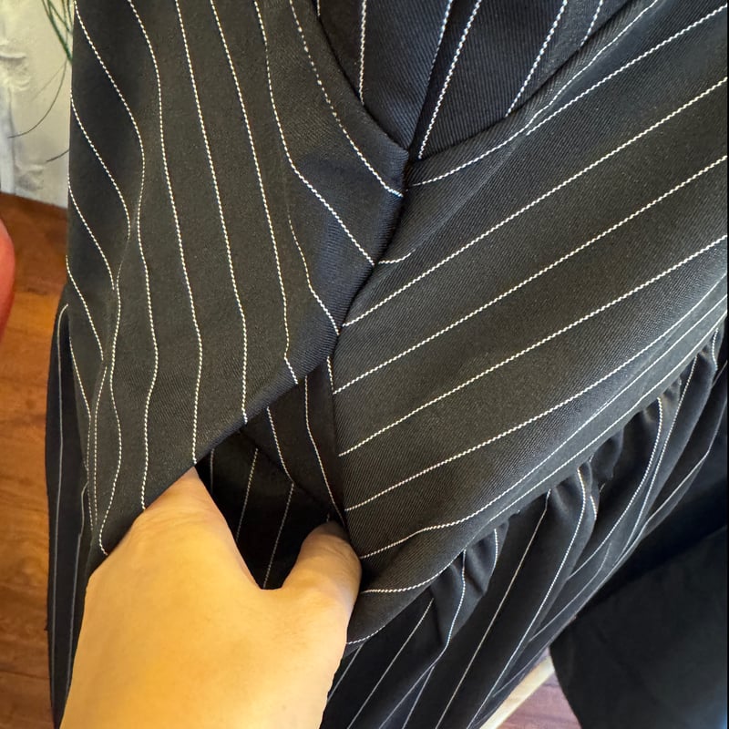 ストライプワイドパンツサスペンダー Black | mamaguitar