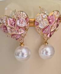 ピンクジルコニアハートピアス