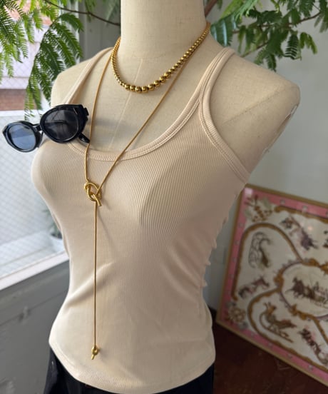 ロングチェーンネックレス　gold＆silver