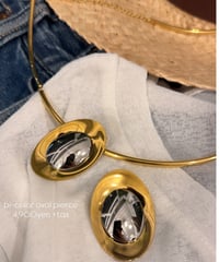 オーバルバイカラーピアス&イヤリング