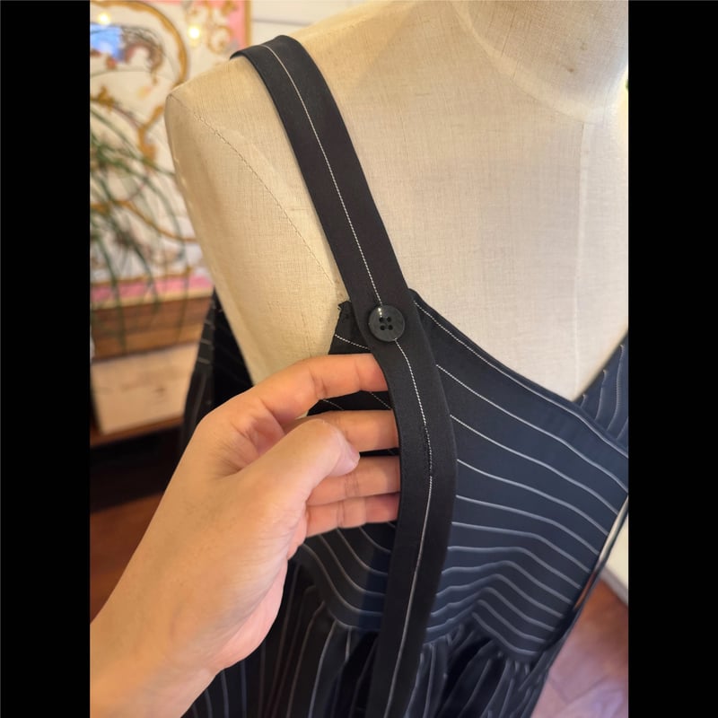 ストライプワイドパンツサスペンダー Black | mamaguitar