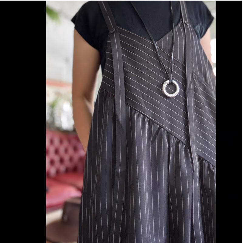 アットラスト ドレスサスペンダー ストライプワイドパンツサスペンダー Black | mamaguitar