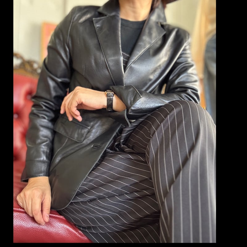 ストライプワイドパンツサスペンダー Black | mamaguitar