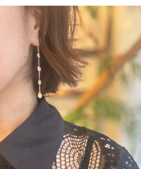 ラウンドジルコニアチェーンピアス