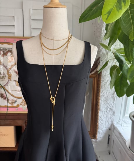ロングチェーンネックレス　gold＆silver