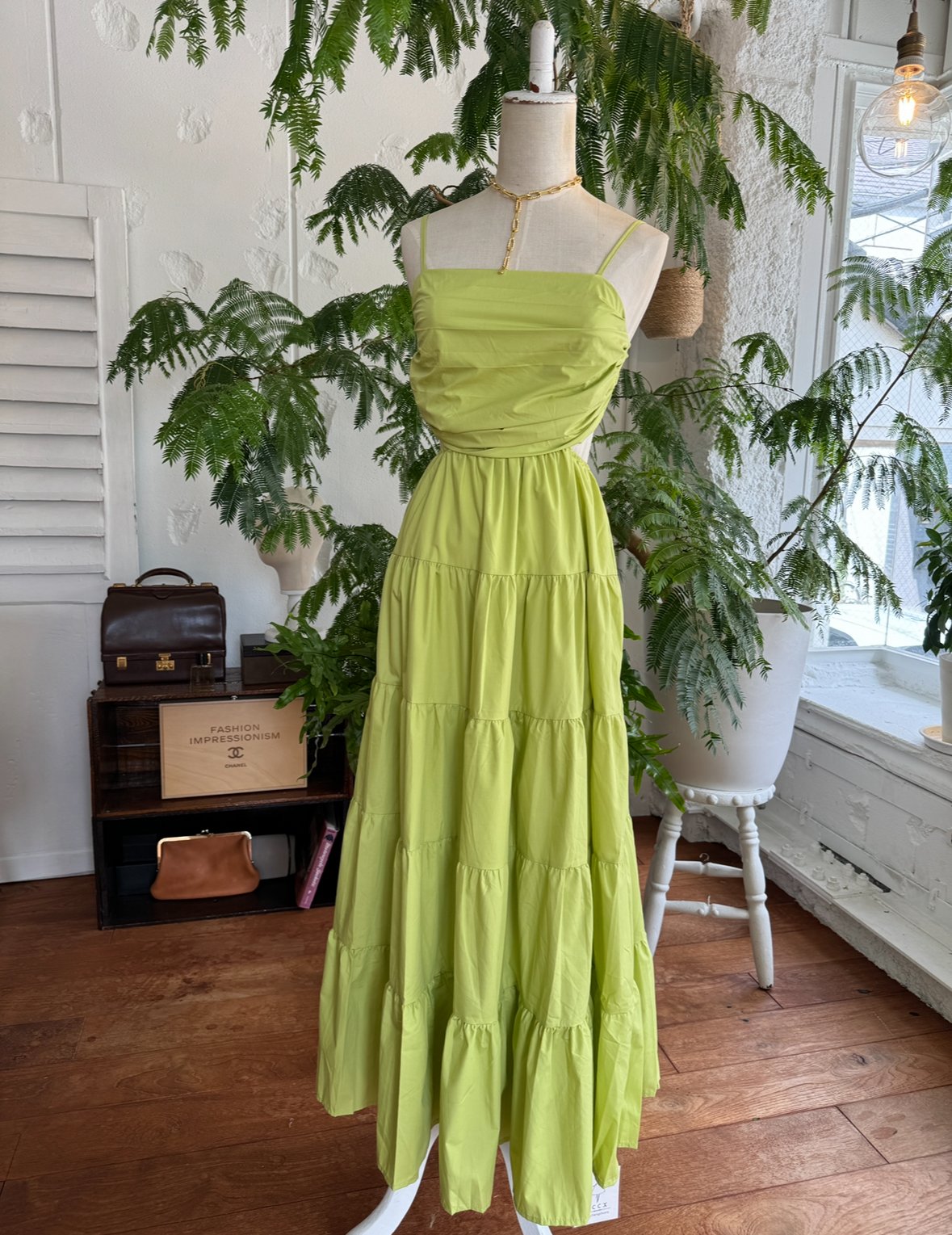アップルグリーンロングワンピース | mamaguitar