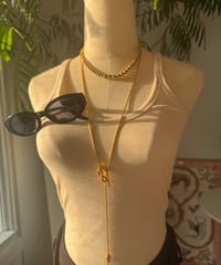 ロングチェーンネックレス　gold＆silver