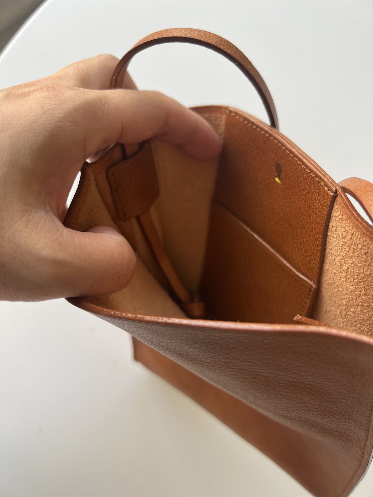 キャメルレザースクエアショルダーバック | mamaguitar