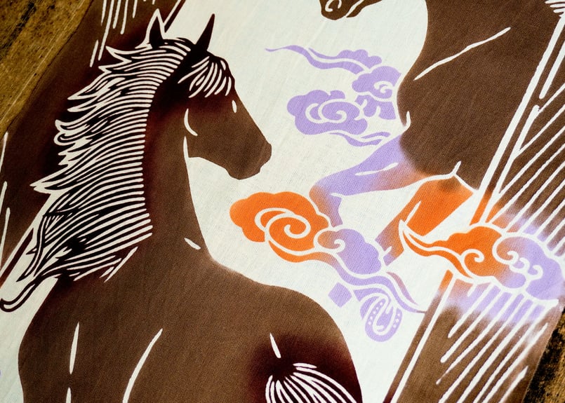 新江戸染謹製 干支てぬぐい＜天駆ける馬＞ | SHINEDOZOME