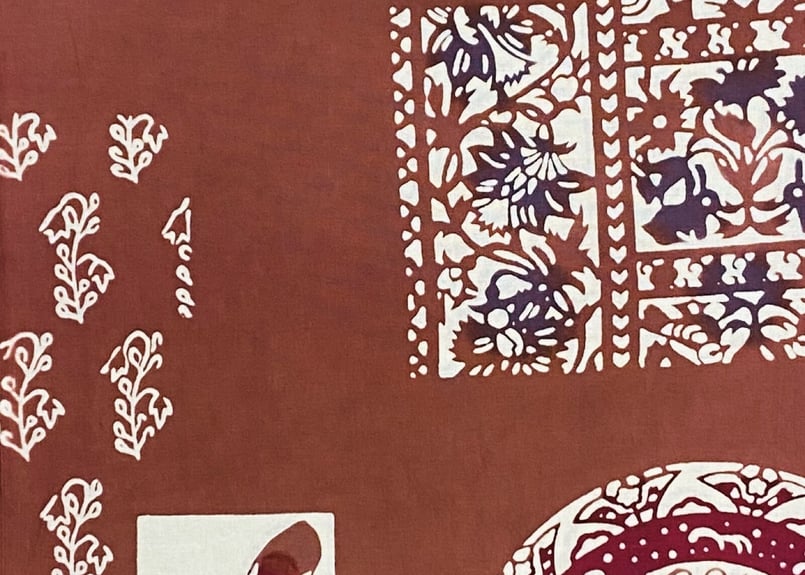 新江戸染謹製 干支てぬぐい＜うさぎ更紗＞ 小豆茶 | SHINEDOZOME