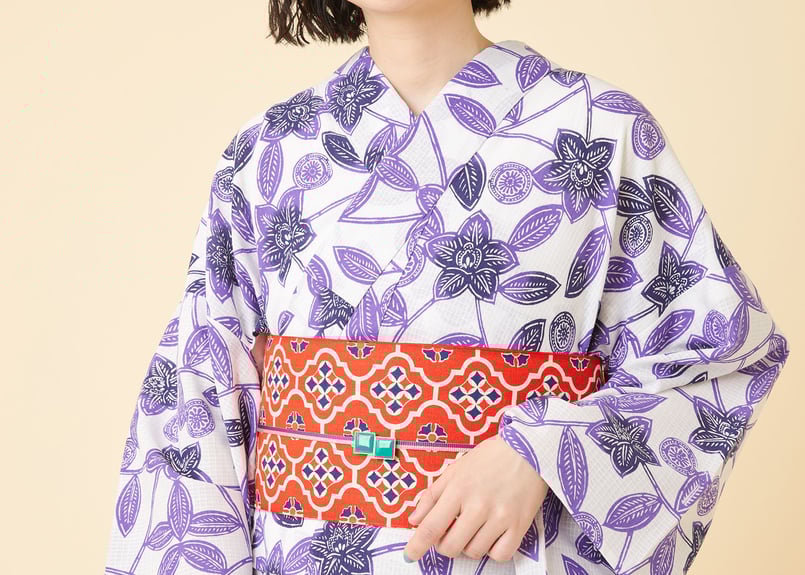 反物　歌舞伎柄　着物 隈取柄の浴衣 歌舞伎の隈取柄反物から浴衣を作ってみました。仕立て