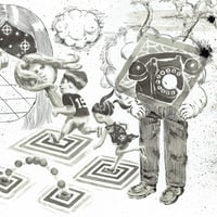 “Children repairing a broken statue” （原画1点もの・額装無し）