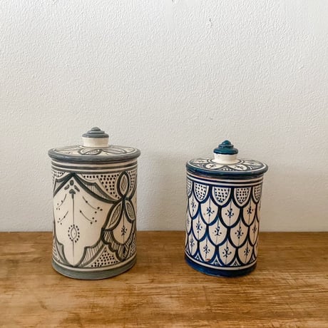デンマーク 北欧雑貨 青い模様の陶器製キャニスター CATEGORY