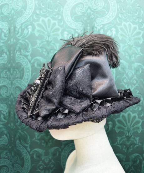 kki.2486　髑髏とレースのBLACKドレスHAT。