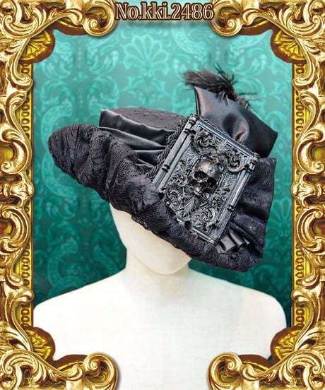kki.2486　髑髏とレースのBLACKドレスHAT。