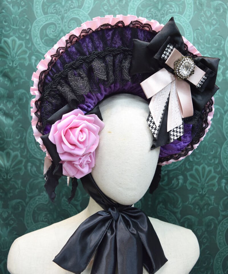 kki.2485 紫とピンクのリボンボンネット。 | 危機裸裸商店WEBSHOP
