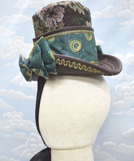 kki.2127　孔雀とゴブランのトールクラウンミニHAT。