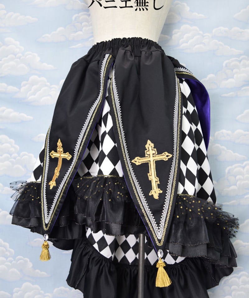 kki.2132 ダイヤチェックのクロスタッセル燕尾風スカート。 | 危機裸裸